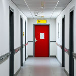 **

"A brightly lit office building corridor, Portugal, showing clearly marked emergency exit signs above a clear pathway. A fire extinguisher is visible on the wall, regularly spaced. Employees are calmly walking during a simulated fire drill, fully clothed, appropriate attire, safe for work, professional environment, perfect anatomy, correct proportions, emphasizing safety awareness, family-friendly."

**