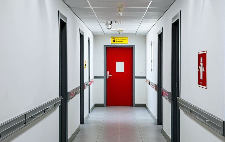 **

"A brightly lit office building corridor, Portugal, showing clearly marked emergency exit signs above a clear pathway. A fire extinguisher is visible on the wall, regularly spaced. Employees are calmly walking during a simulated fire drill, fully clothed, appropriate attire, safe for work, professional environment, perfect anatomy, correct proportions, emphasizing safety awareness, family-friendly."

**