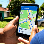 Community Preparedness**

"A diverse group of neighbors, fully clothed in everyday attire, gathered around a smartphone displaying an emergency alert app with a map showing local hazards. The scene takes place on a sunny day in a friendly, suburban Brazilian neighborhood. People are discussing the app and pointing at the map.  Safe for work, appropriate content, professional quality, perfect anatomy, natural pose, modest attire, well-formed hands, proper finger count."

**