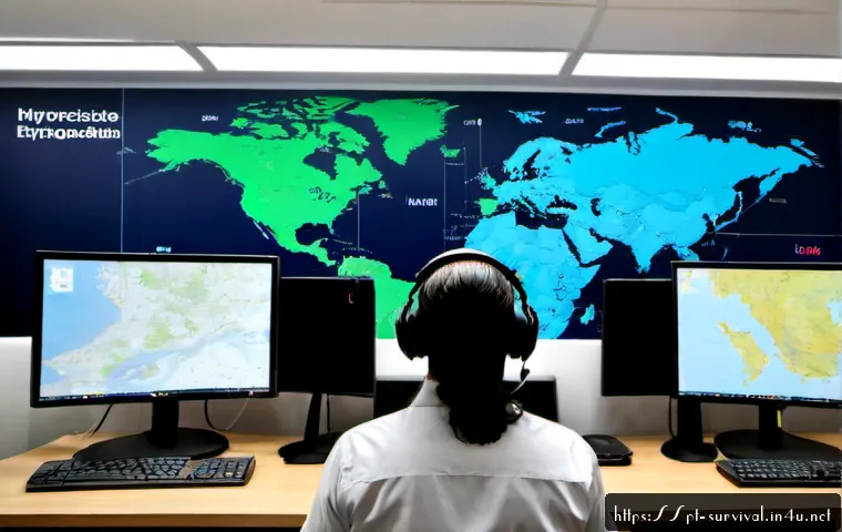 Home 13 재난 구조 대기시간 예측 - Photorealistic emergency rescue dispatch center in Portugal, calm focused dispatcher wearing a heads...
